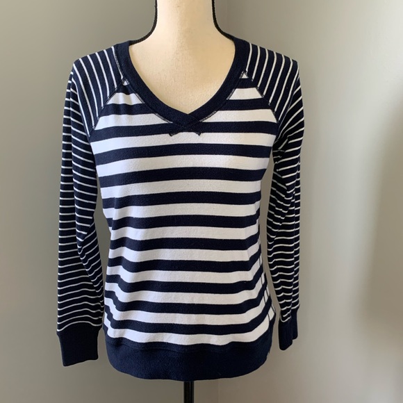 Eddie Bauer Sweaters - Eddie Bauer Navy blue & white stripped sweater